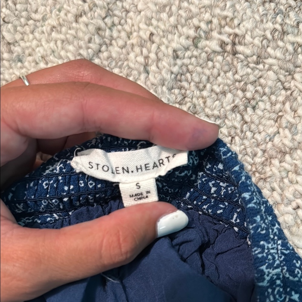 Chic Blue Patterned Wrap Pants - Picture 3 of 4